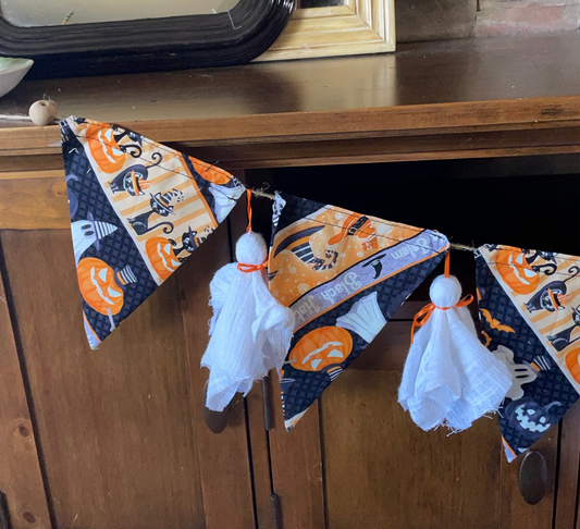 Halloween Fabric Ghosts and Ghouls Banner