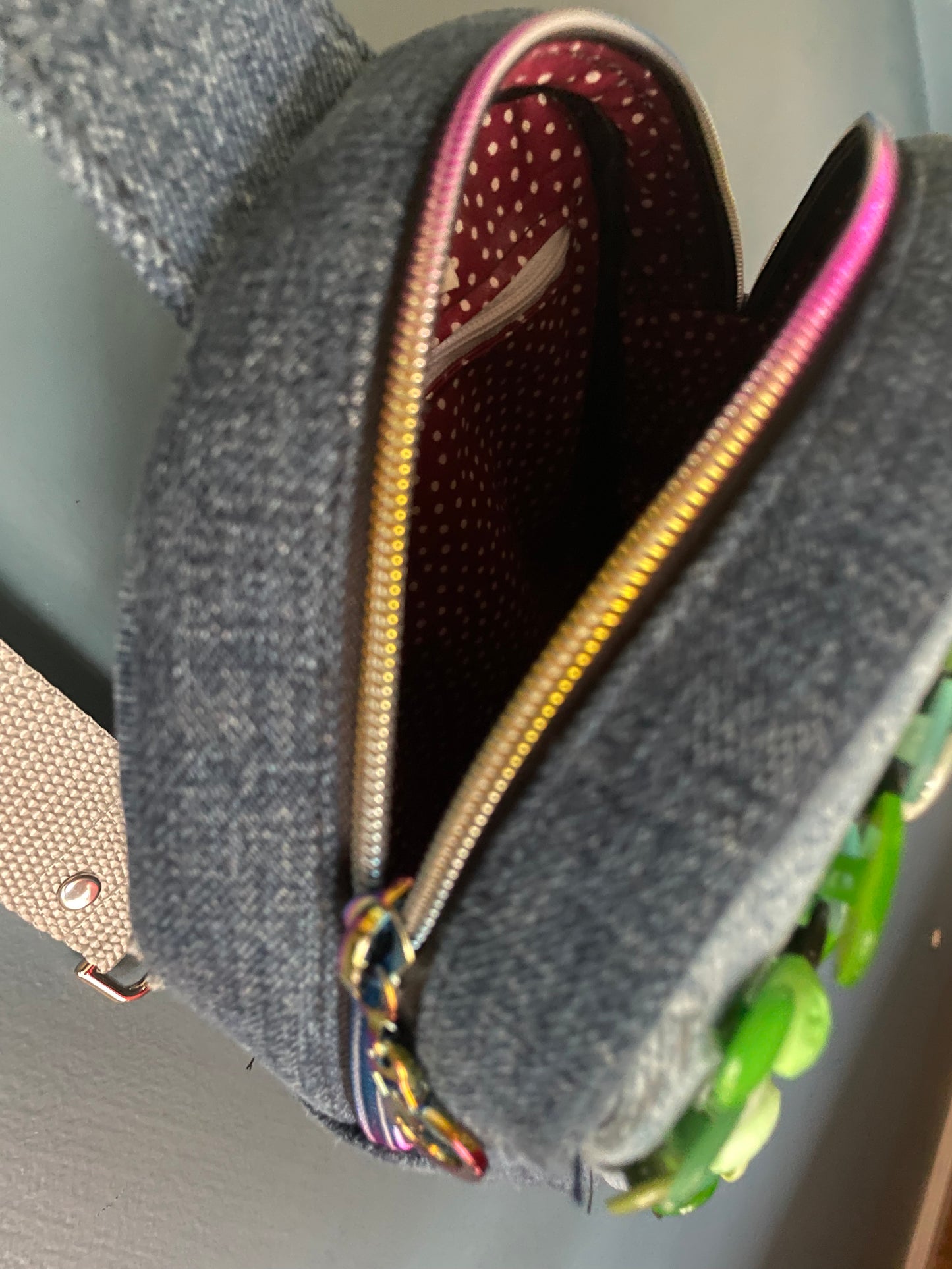 Sling Bag Denim and Vintage Buttons