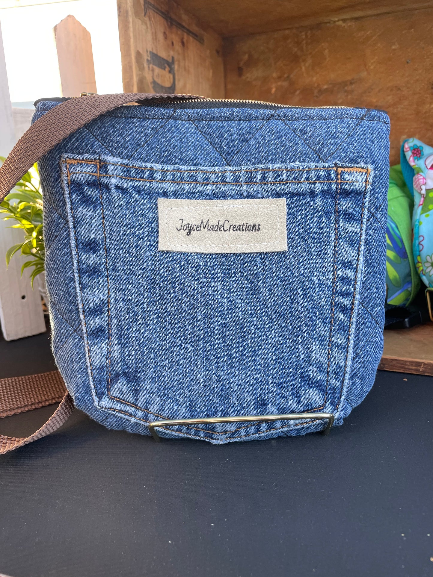 Crossbody Denim with Bandana Lining