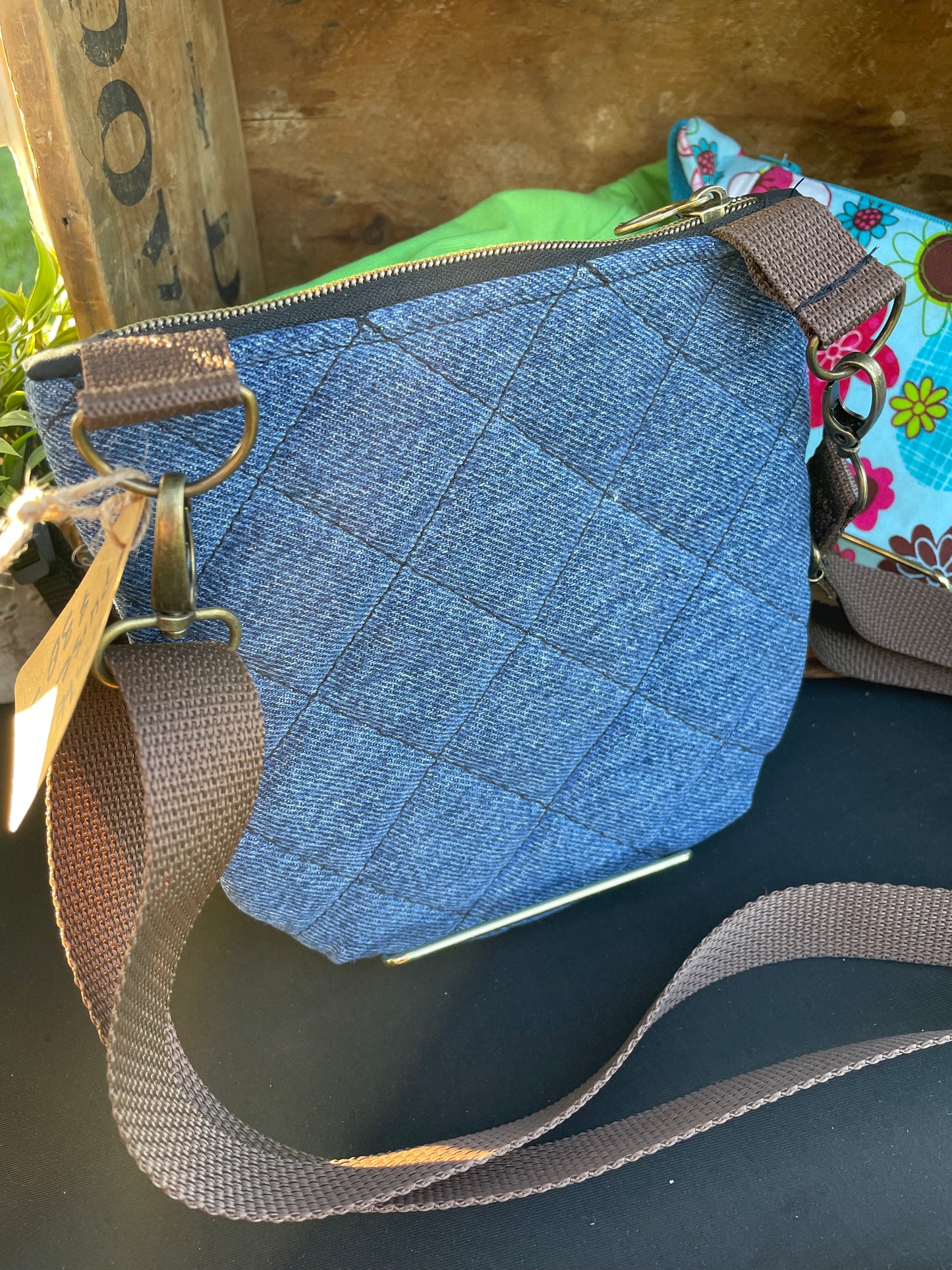 Crossbody Denim with Bandana Lining