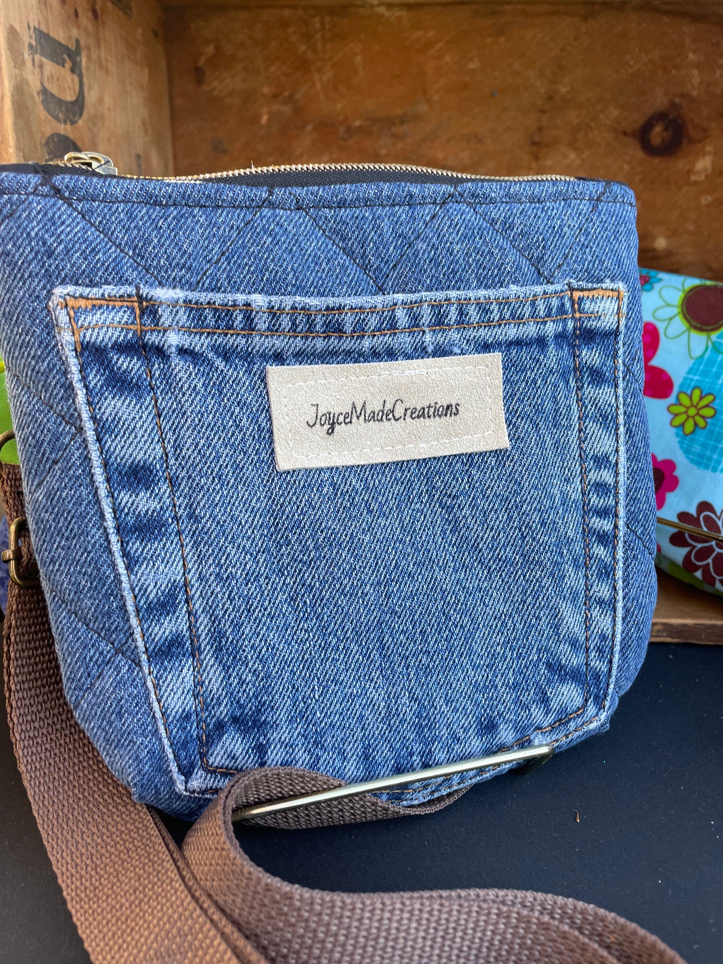 Crossbody Denim with Bandana Lining