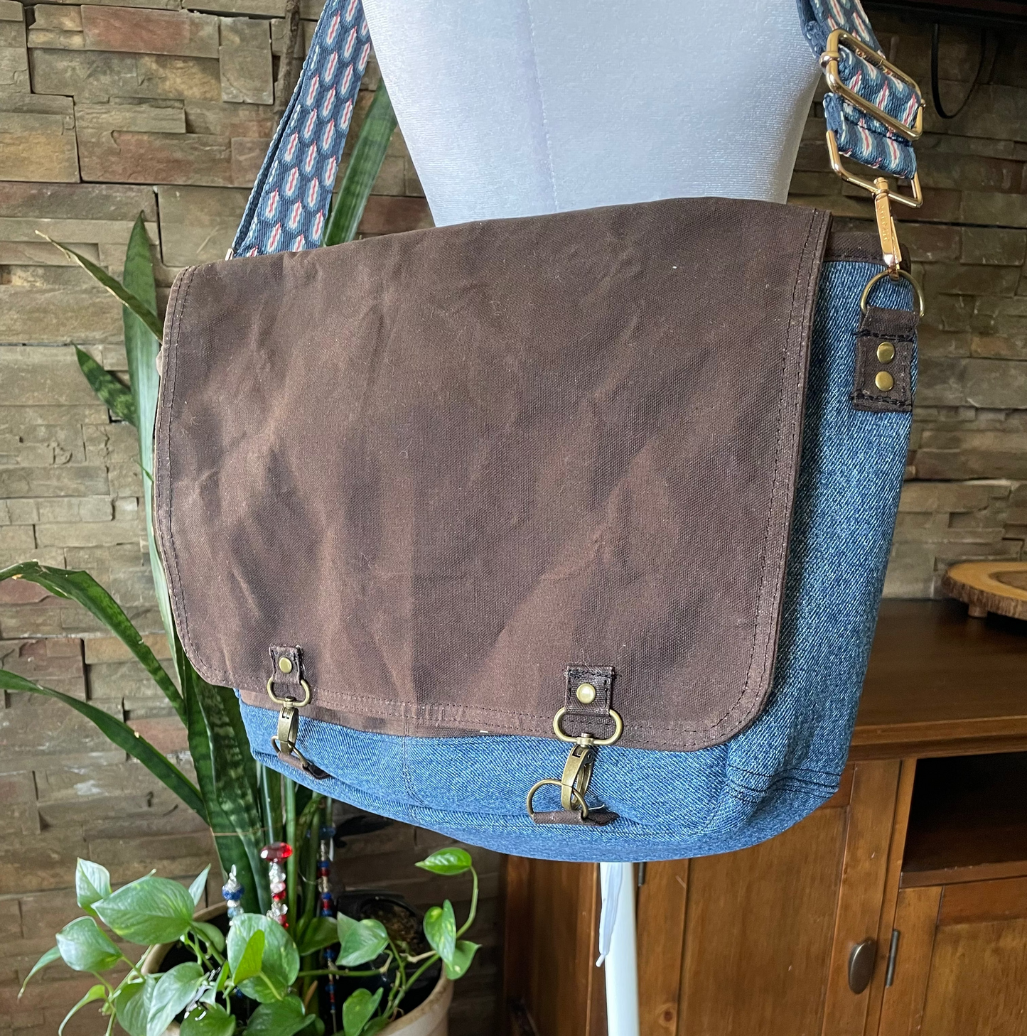 Large Denim Lap Top/Messenger Bag