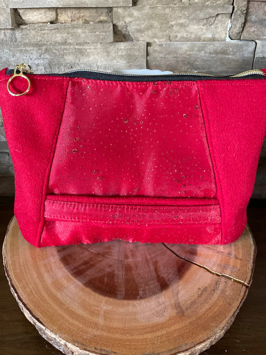 Red Sparkly Clutch with Front  Slip Strap