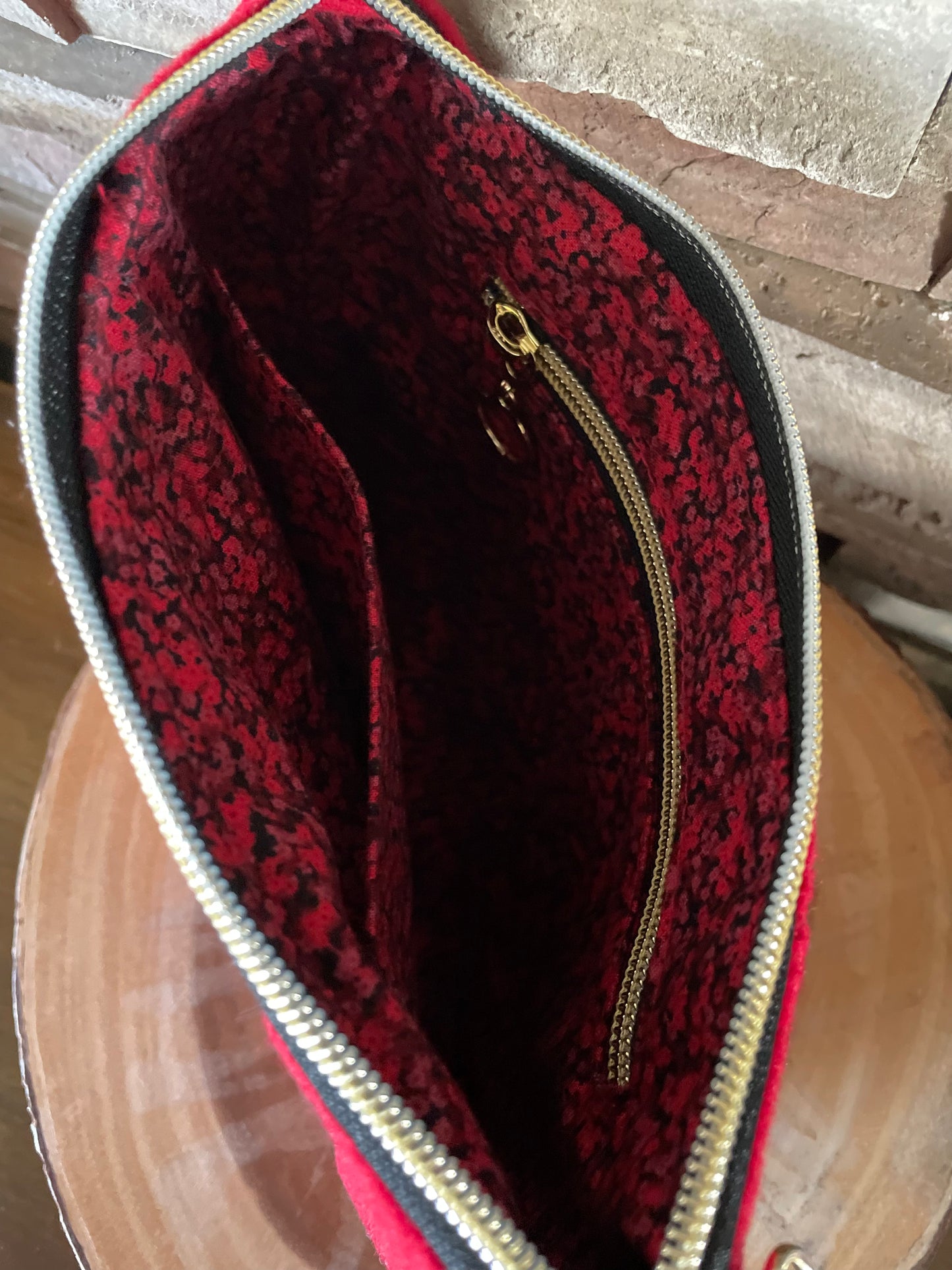 Red Sparkly Clutch with Front  Slip Strap