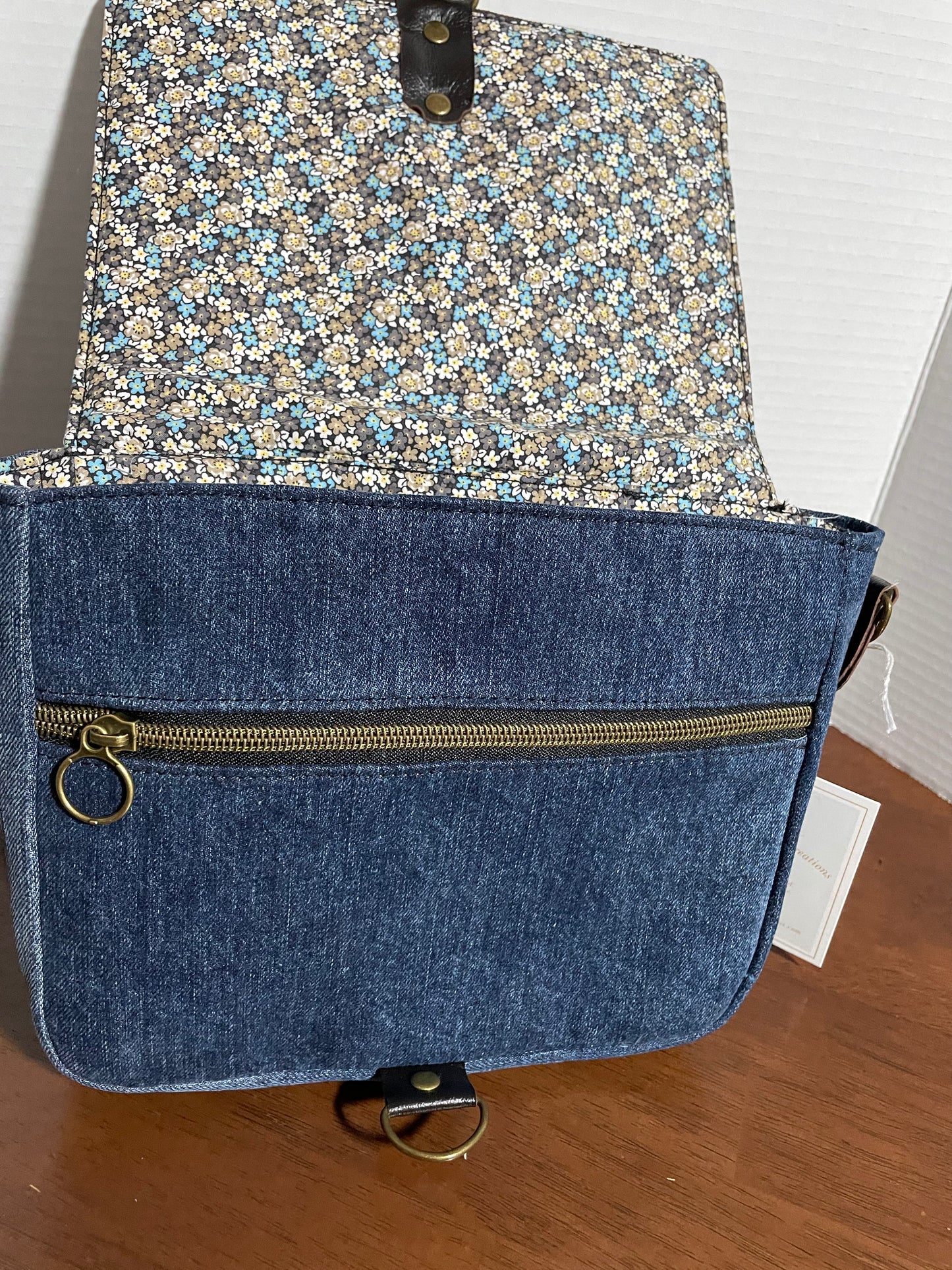 Crossbody Purse in Denim and Waxed Canvas