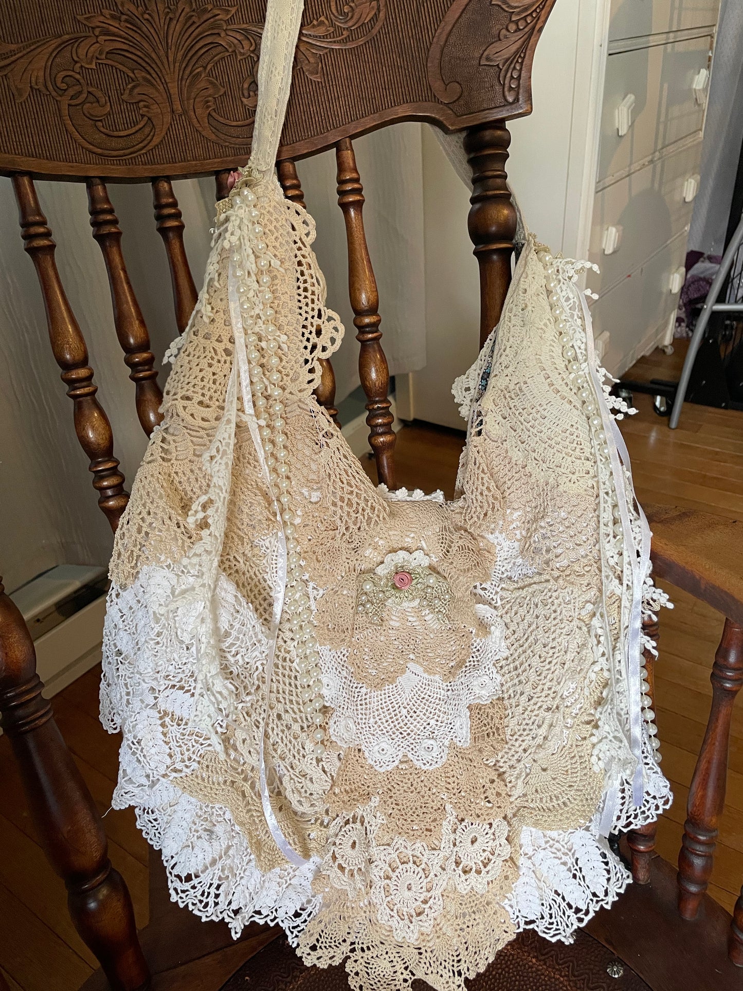 Shoulder Bag- Romantic Vintage Doilies and Lace