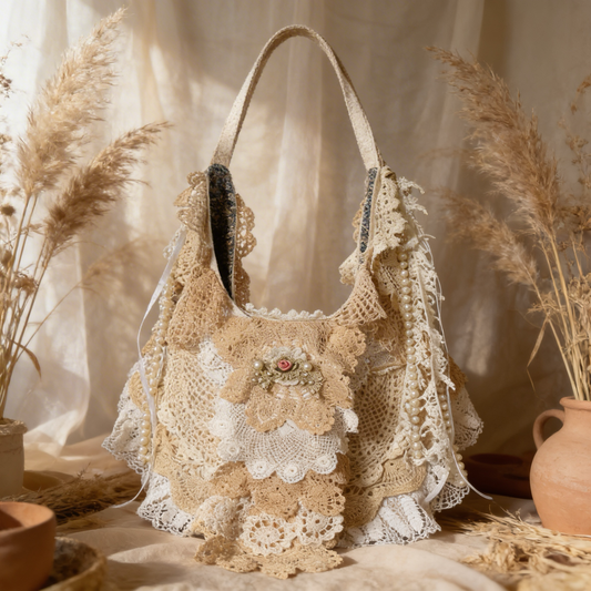 Shoulder Bag- Romantic Vintage Doilies and Lace