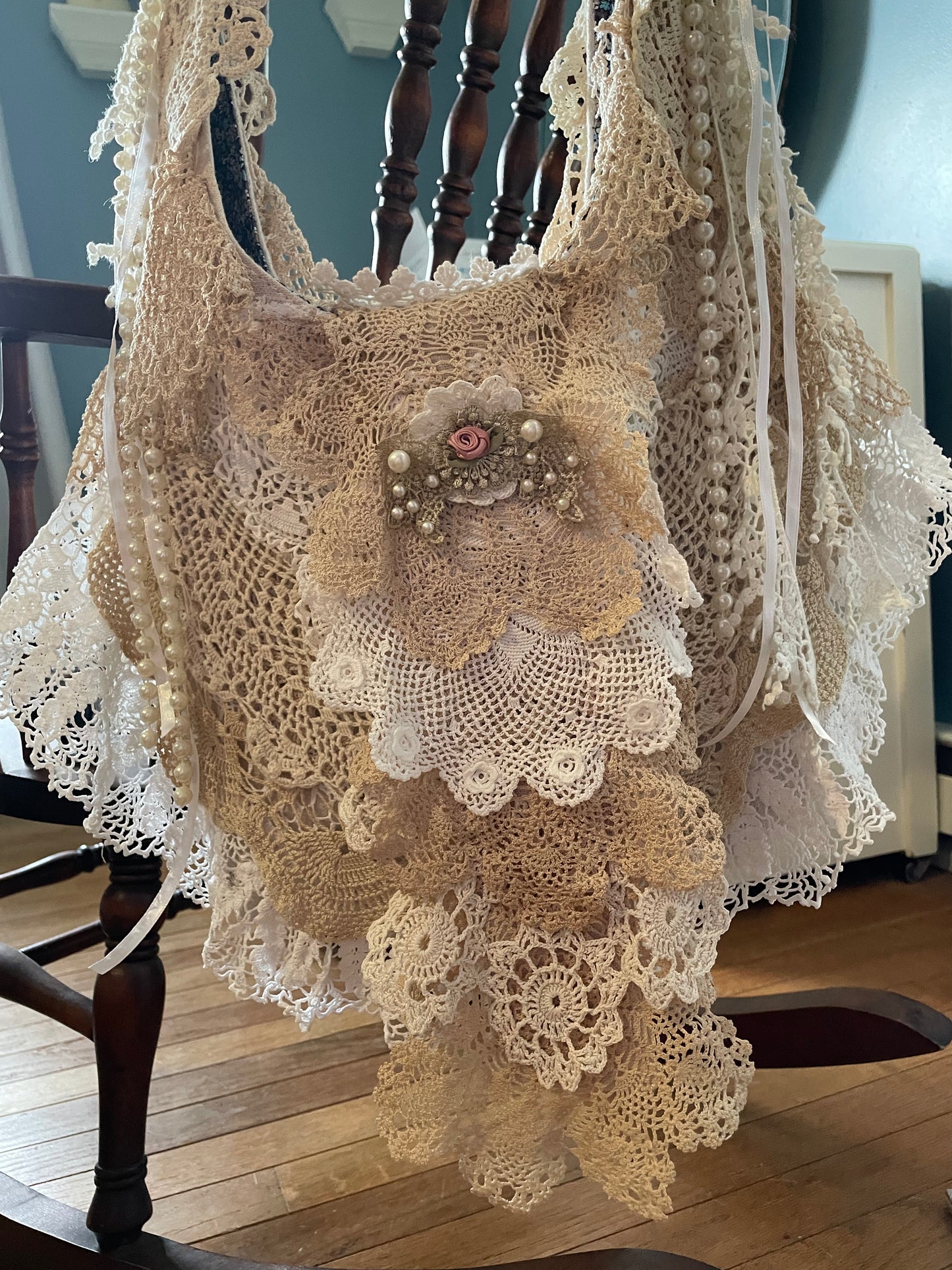 Shoulder Bag- Romantic Vintage Doilies and Lace