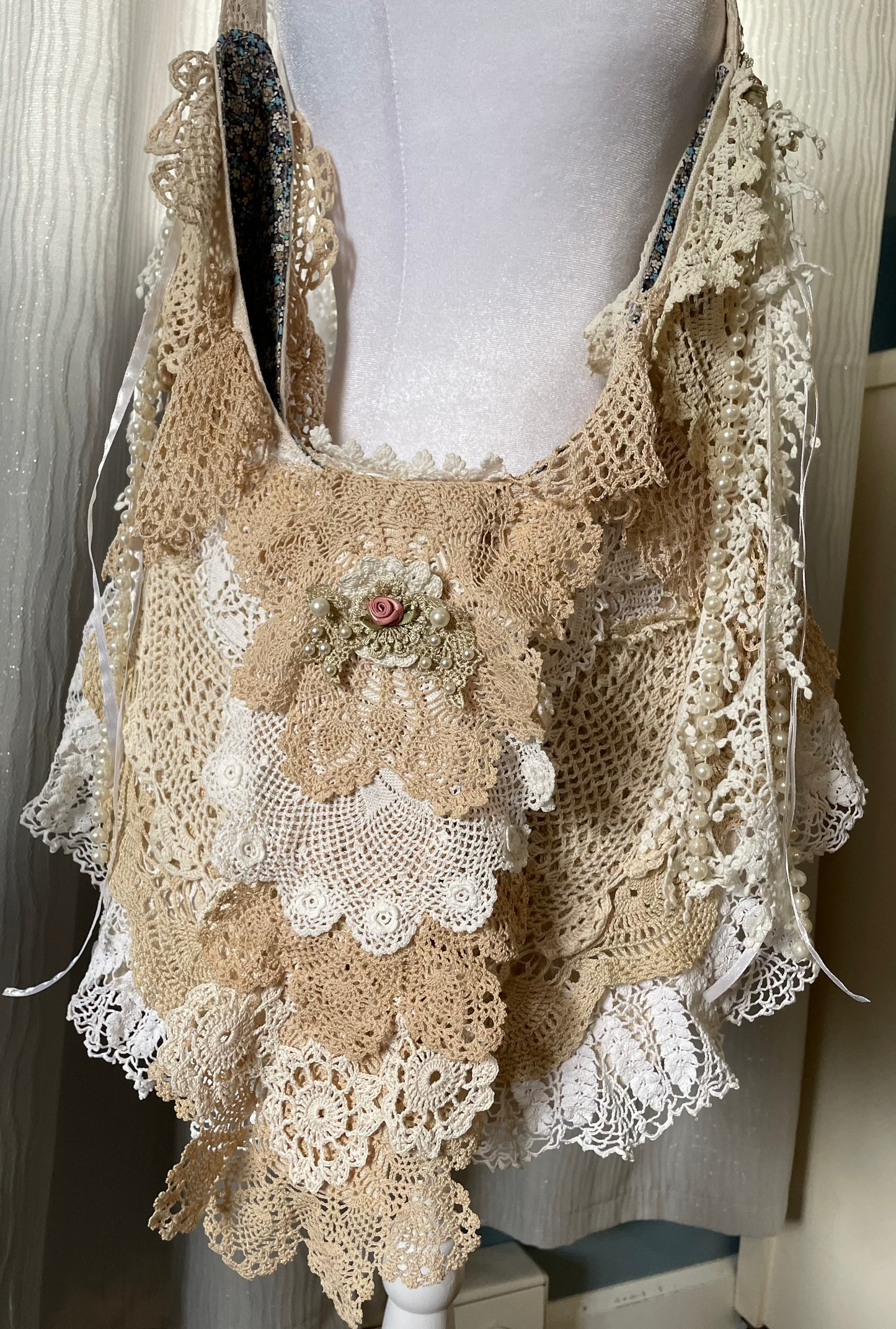 Shoulder Bag- Romantic Vintage Doilies and Lace