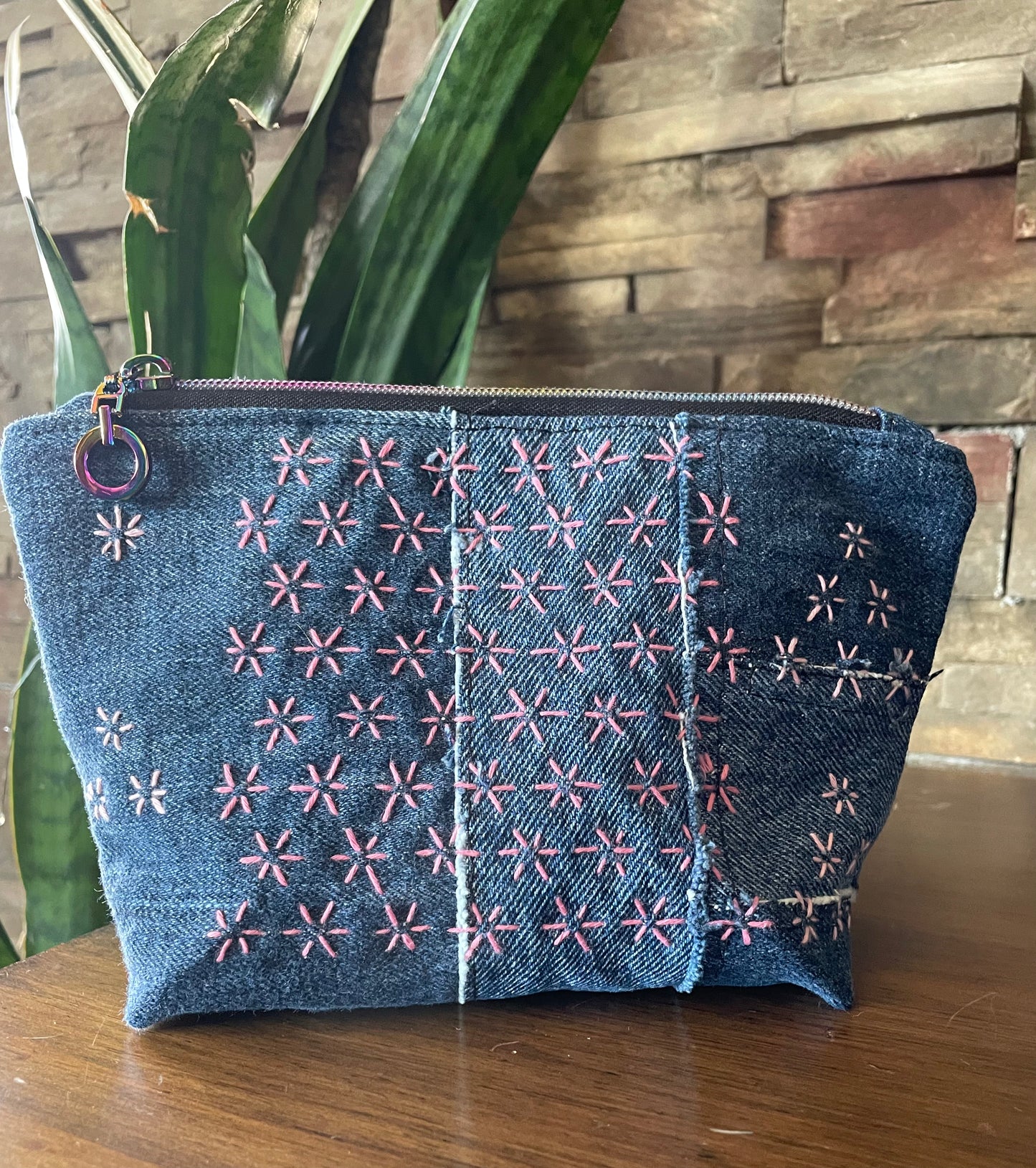 The Mended Indigo Collection #13- Sashiko and Boro Zipper Pouch